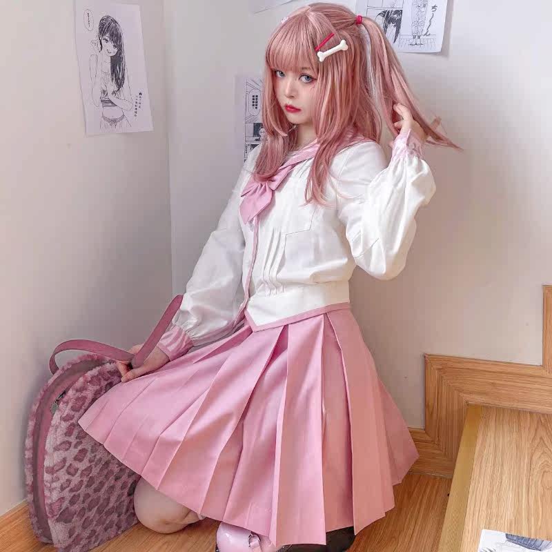 收藏链接月曜日原创jk制服待命命名粉色斑马半身裙