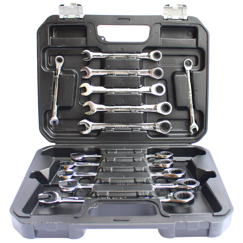 拓力力士12件活动呆头棘轮两用扳手组套工具棘轮扳手