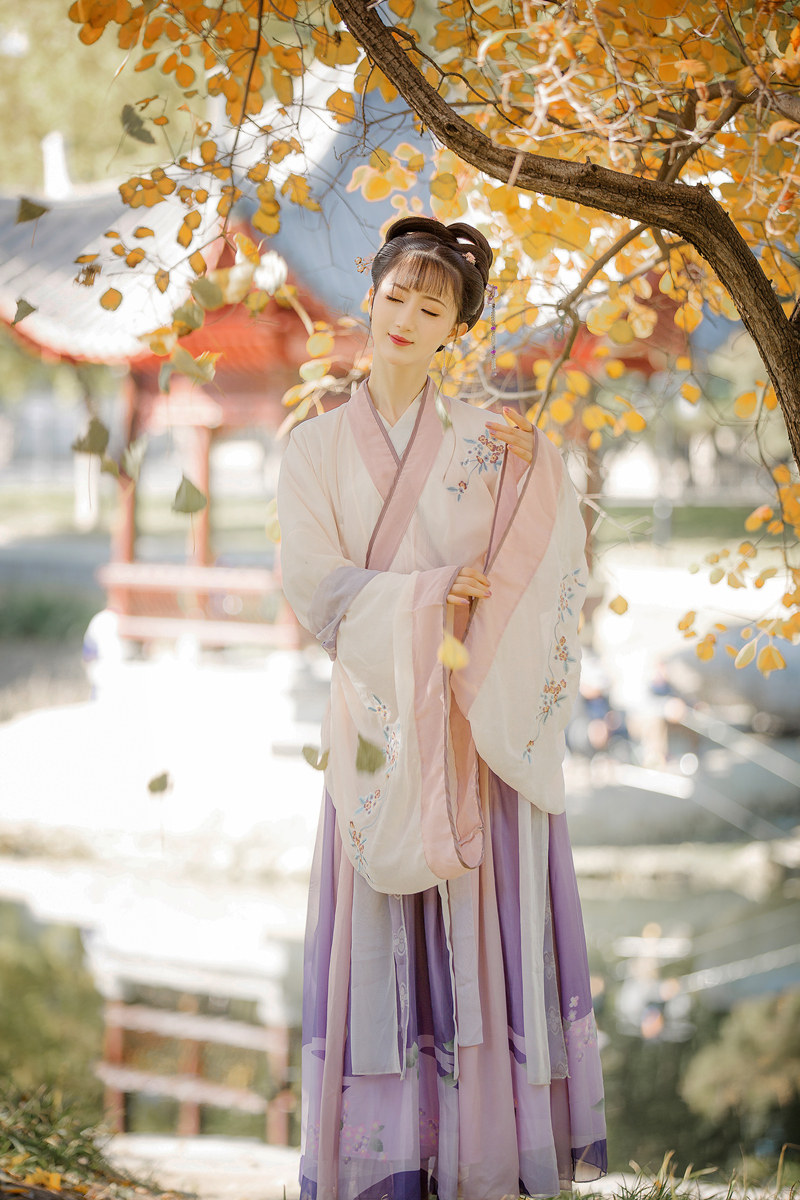 无尽夏汉服女交领襦裙渐变色原创正品齐腰飘逸超仙樱花中国风古装 - 