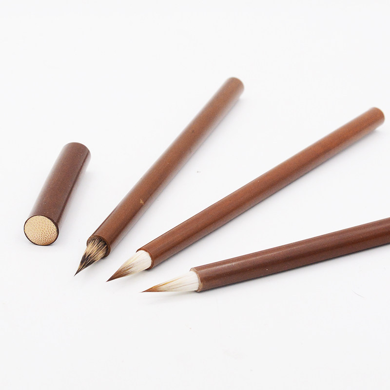 汉官红竹万年便携笔帽小楷紫毫狼毫狼羊兼毫毛笔