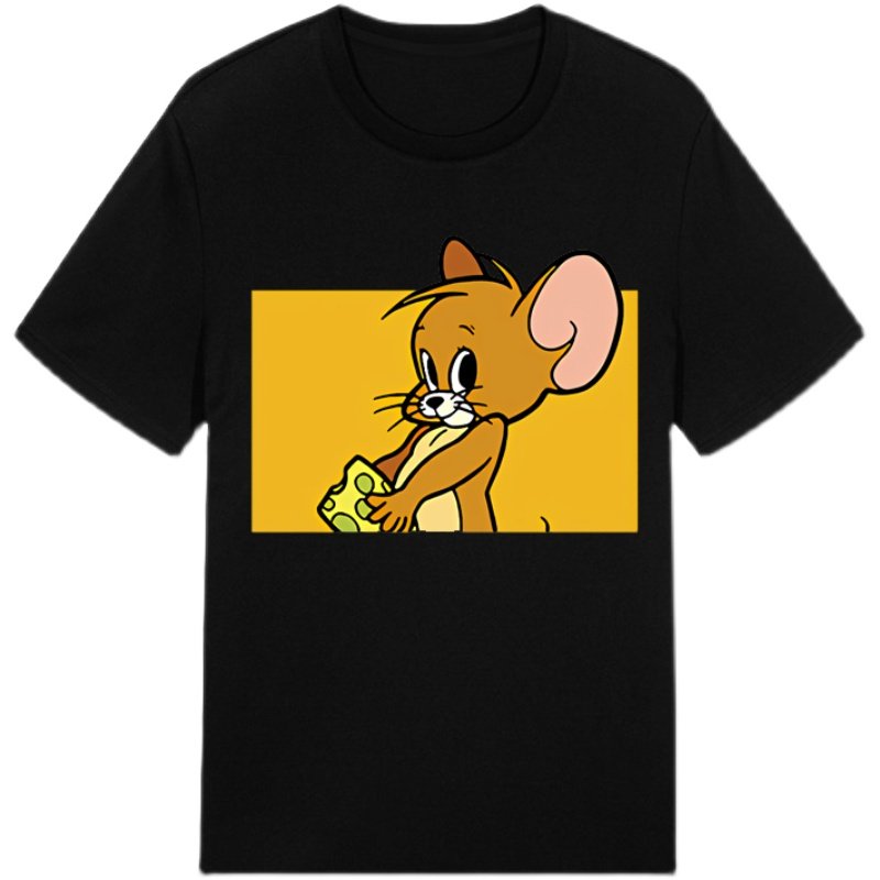 卡通猫和老鼠短袖汤姆猫男女情侣装衣服杰瑞鼠亲子宽松t恤