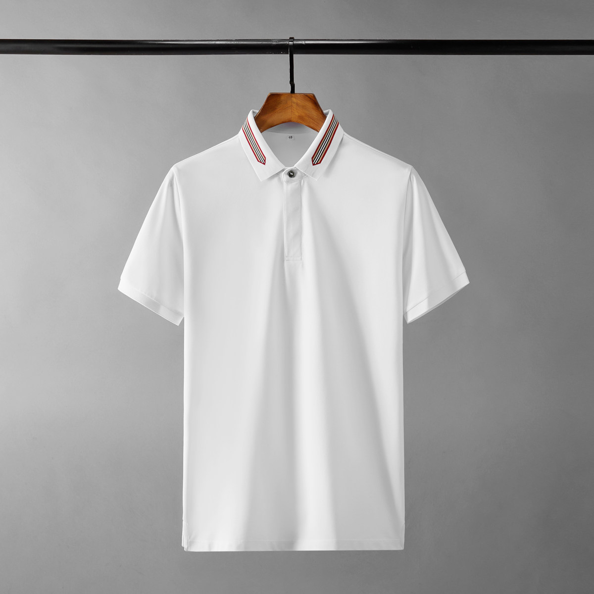 领子男士休闲修身纯色短袖织带翻领简约polopolo衫