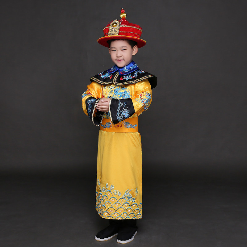 皇帝儿童古装男童清朝龙袍服装小男孩皇太子旗服儿童演出服