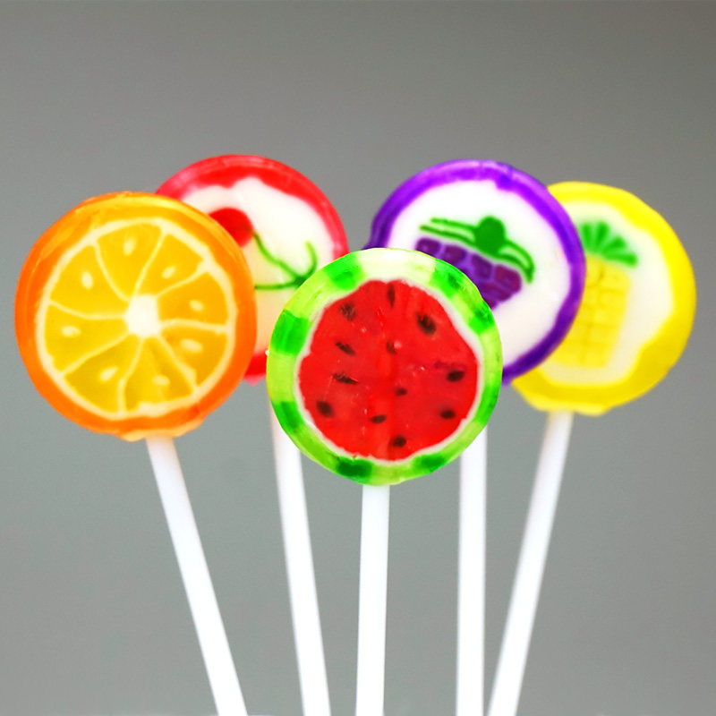 精品创意水果切片棒棒糖10g混合口味切片糖圣诞节日硬糖果