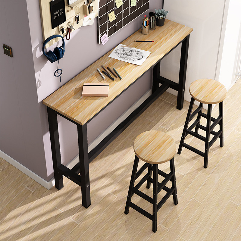 极简奶茶高脚长方形桌子靠墙高桌子长条餐桌现代简约吧台