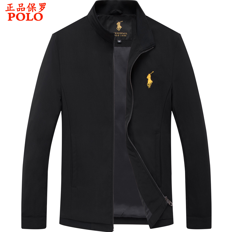 高档大牌春秋季上衣男士立领夹克休闲宽松大码茄克衫男装加厚外套