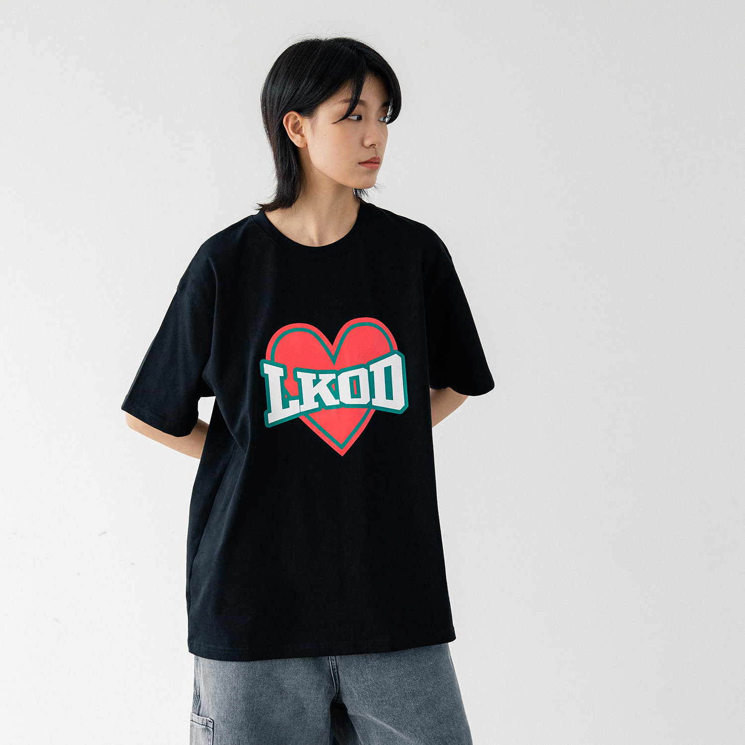 lkstorelkod2021新款爱心字母印花潮牌男女情侣t恤
