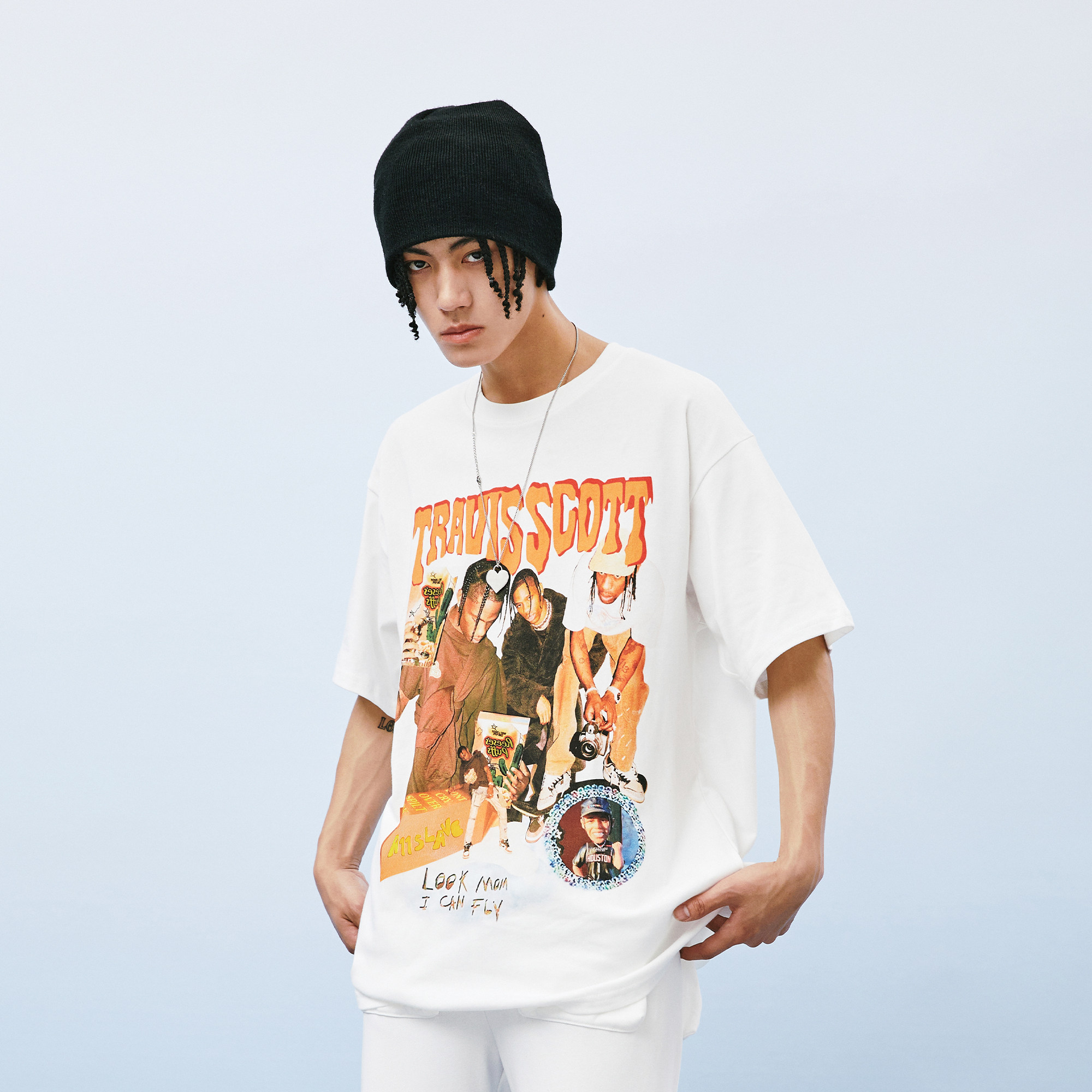 ktda新款圆领人物喷涂系列travisscott短袖男女情侣t恤