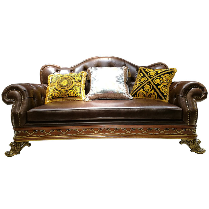 亚历山大马赛尔沙发组合别墅大宅英式古堡皮沙发欧式家具现货包邮