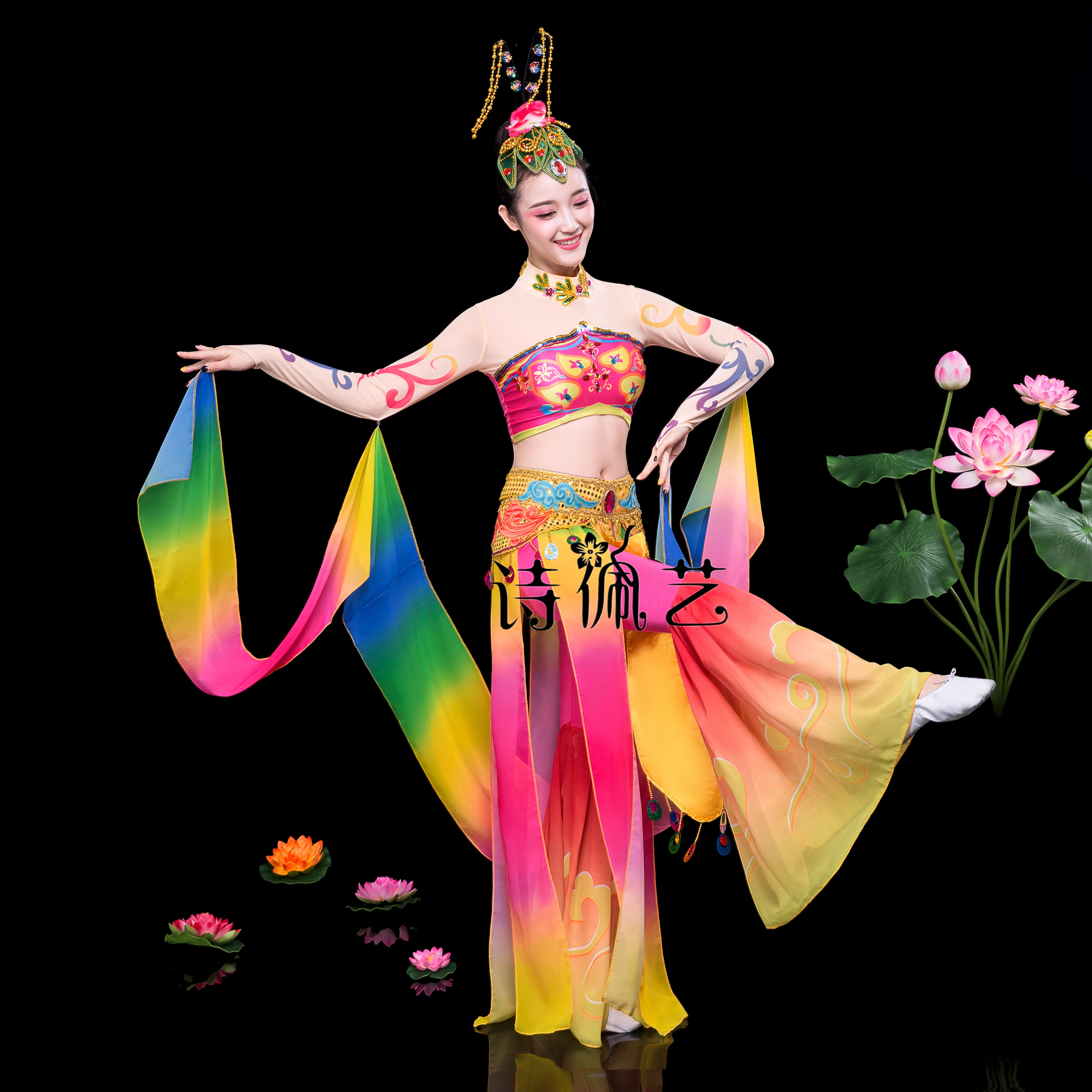 敦煌飞天飞天舞舞蹈服装嫦娥奔月琵琶民族古典演出服民族服装