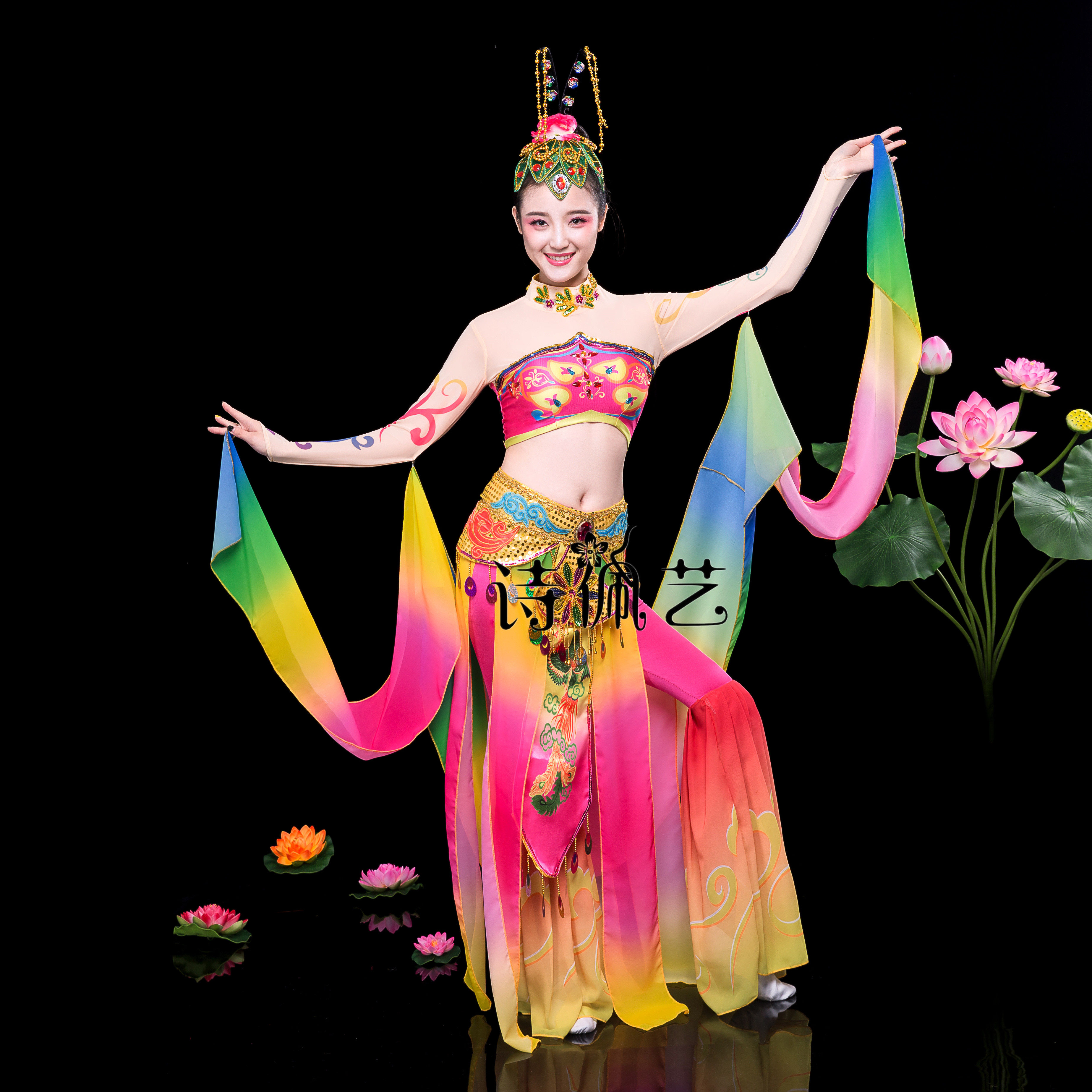 敦煌飞天飞天舞舞蹈服装嫦娥奔月琵琶民族古典演出服民族服装