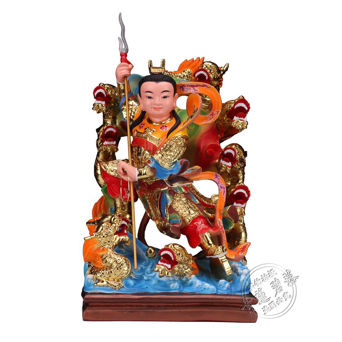 哪吒太子李哪吒道教中坛元帅三太彩绘树脂龙太子摆件