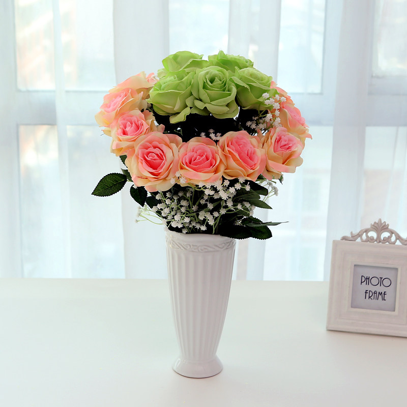 仿真玫瑰花套装客厅餐桌单支摆设_仿真花/假花_芙蓉东阁家居生活馆