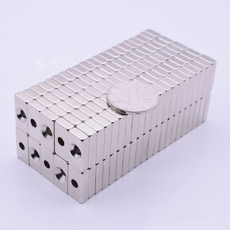 钕铁硼超强磁铁20x10x54mm长方形带孔强磁吸铁石稀土吸铁石