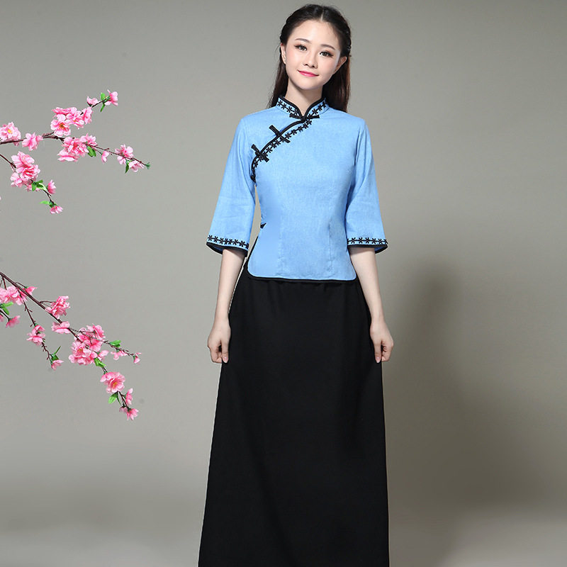 中山装女汉五四青年朗诵民国学生合唱古筝表演民族服装