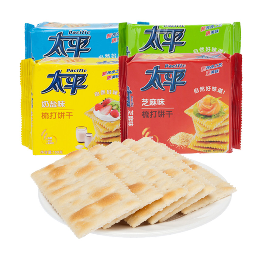 太平苏打饼干100g*10袋整箱芝麻香葱奶盐海苔味梳打饼干采购散装