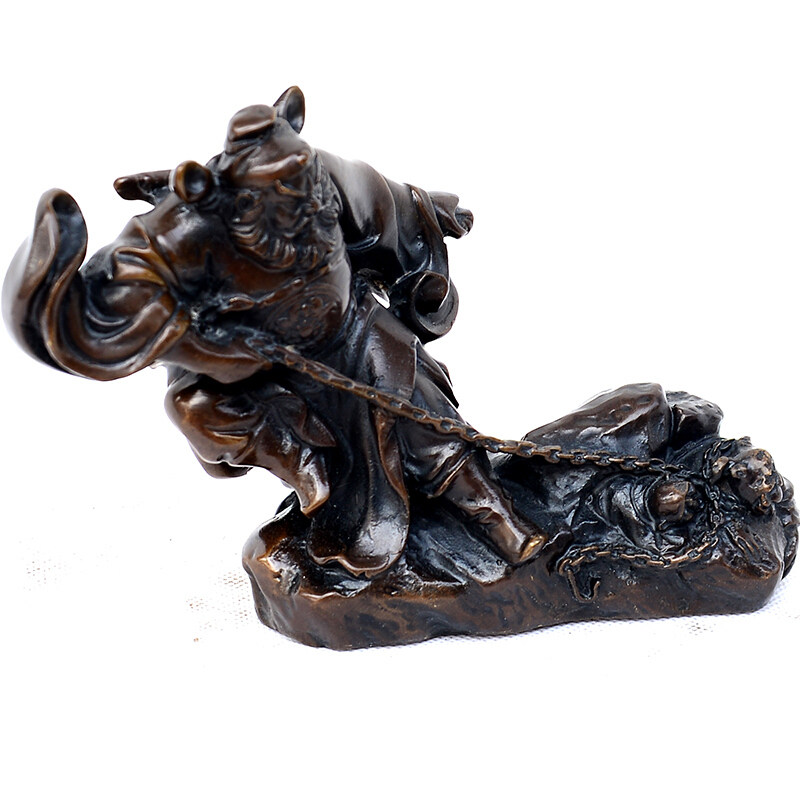 钟馗摆件纯铜捉鬼工艺品斩鬼证书摆件