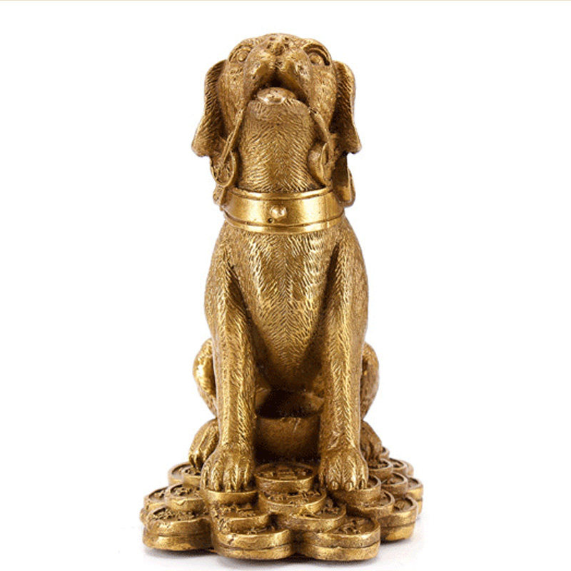 摆件开光纯铜金犬镇风水转运镇宅招财金摆件