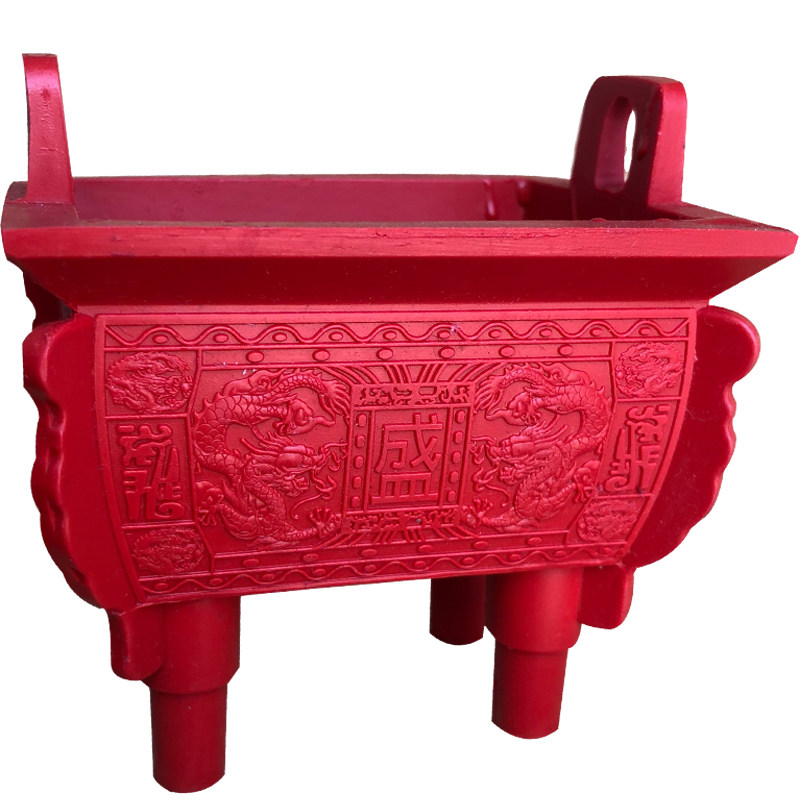 红鼎摆件朱砂鼎盛千秋香炉家居装饰证书摆件
