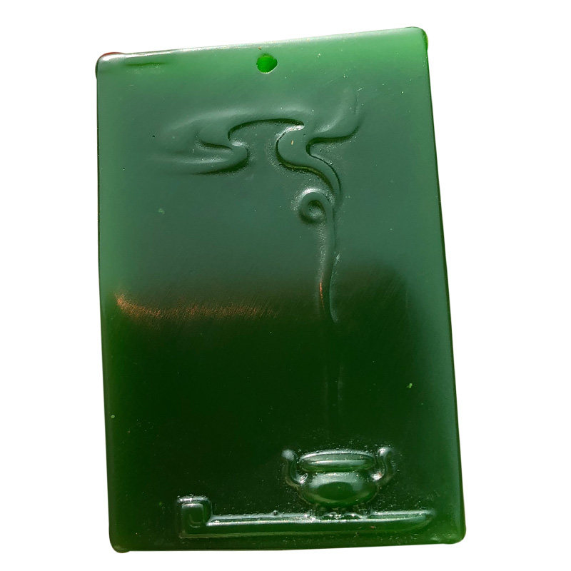 台湾干青玉牌佛炉吊坠转运护身菠菜玉石牌子项坠