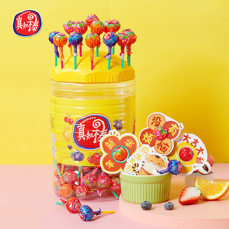 真知棒棒棒棒糖108支桶装怀旧零食儿童糖果网红糖果