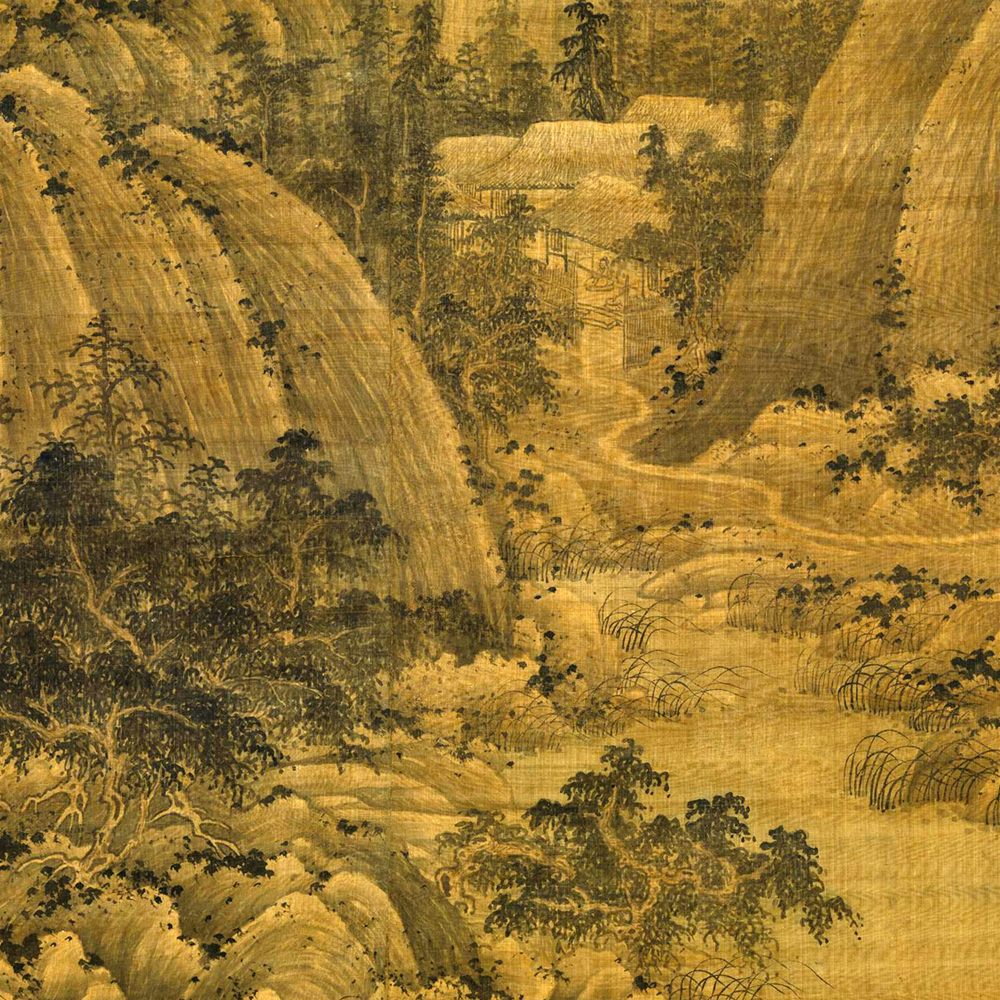 五代巨然秋山问道古代名家国画装饰字画山水国画
