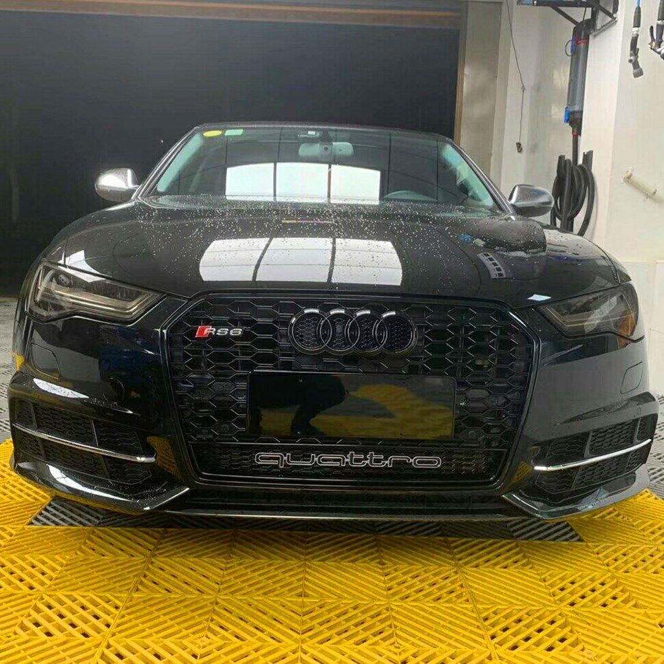 16-18款奥迪a6l中网改装rs6中网s6前杠格栅蜂窝rs6中网全黑a6前脸