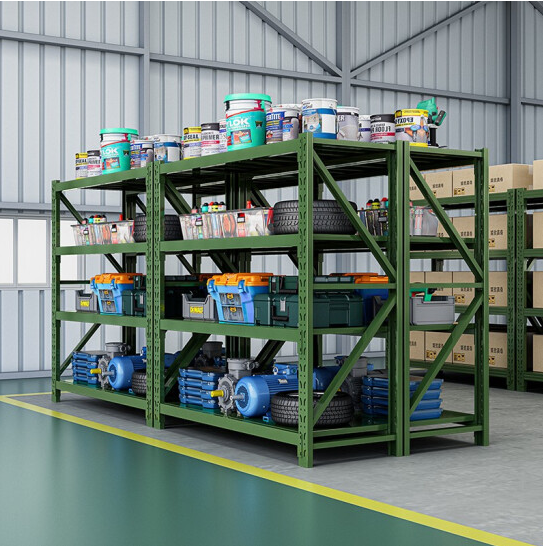 物资绿色货架仓储铁锨盾牌存放架锹稿架定做仓储货架