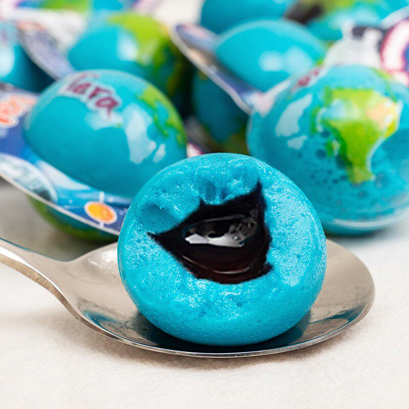 创意3d地球仪流心软糖盒装网红夹心爆浆果汁糖果