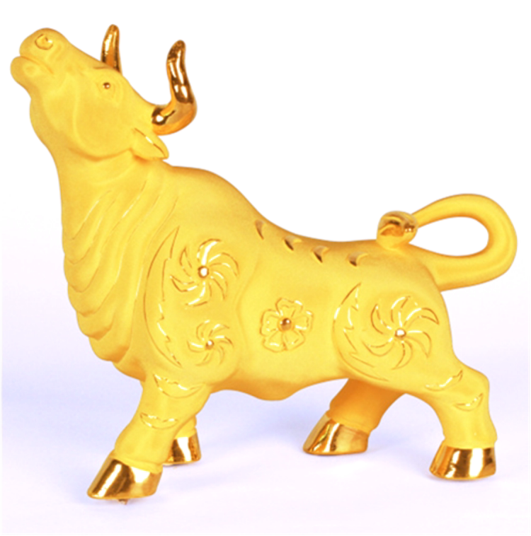 牛气冲天摆件沙金十二生肖牛工工艺品精致逼真送客生肖用品