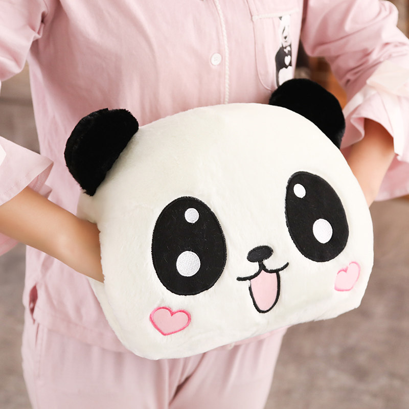暖手卡通卡通熊熊猫抱枕插手冬季捂午睡觉趴枕毛绒布艺类玩具