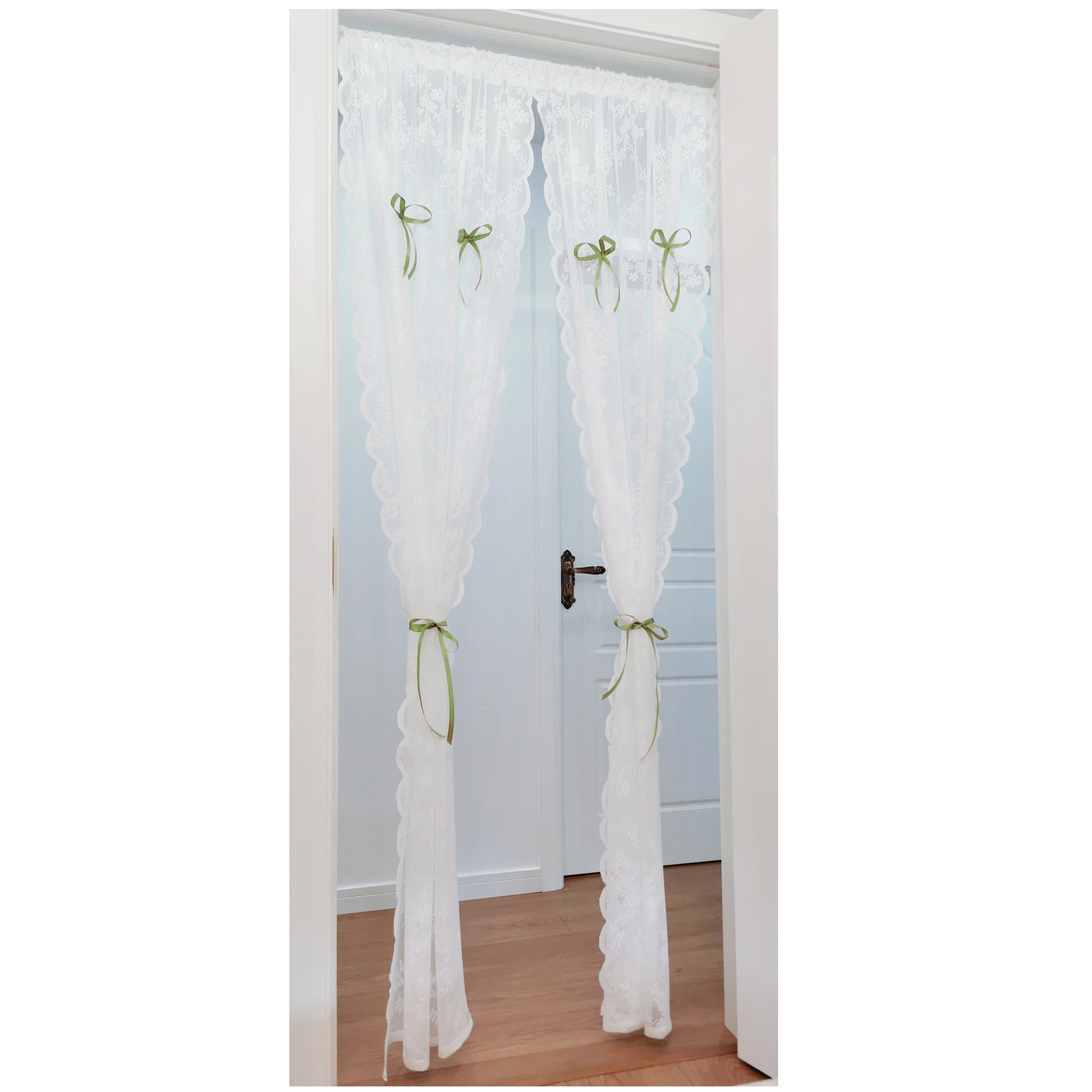 欧式波浪边蕾丝门帘窗帘纱穿杆半帘韩式田园床幔抖音隔断帘橱窗帘