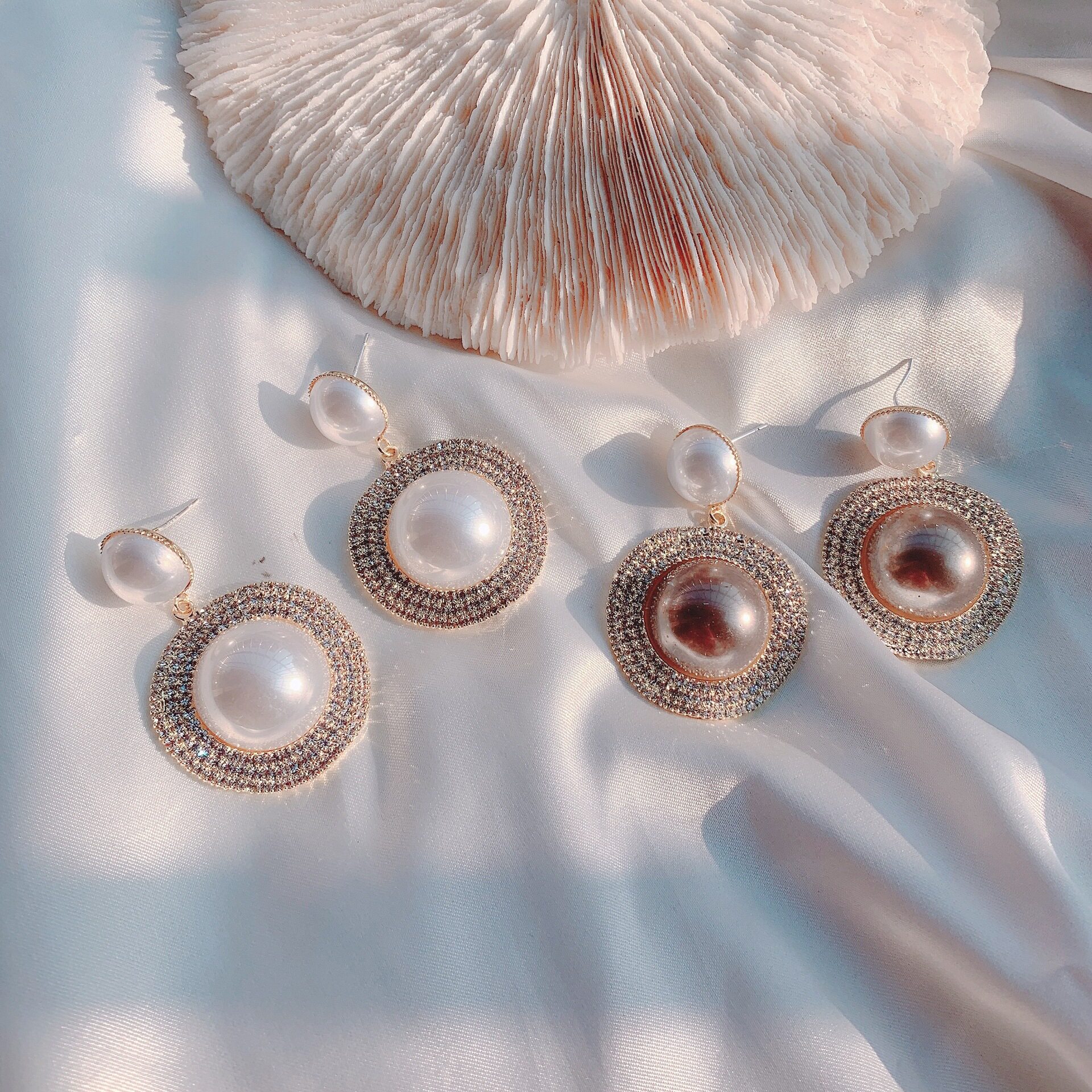 复古港风赫本珍珠耳环耳钉宫廷巴洛克法式秋冬耳环