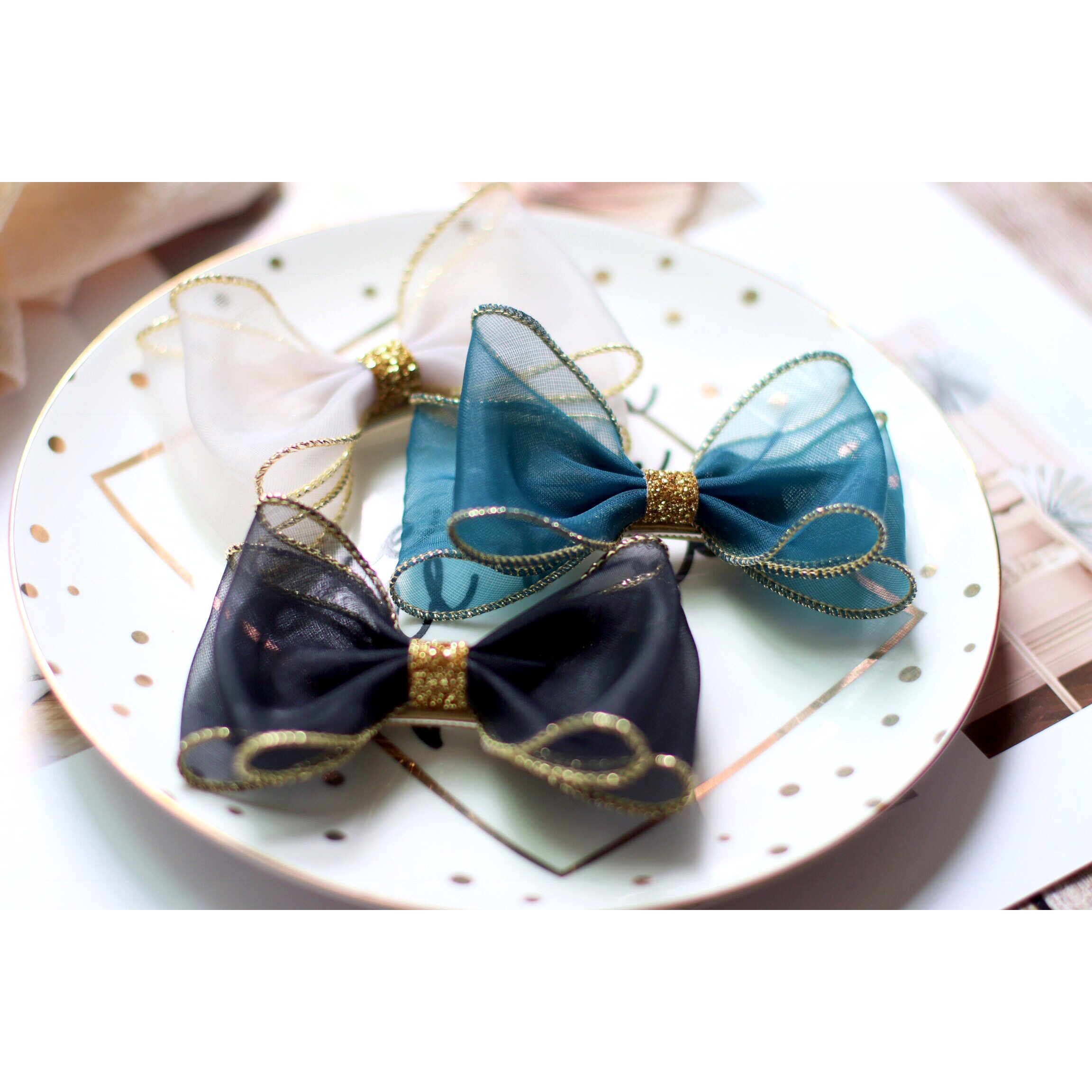 金边学生蝴蝶结发夹女孩公主顶夹后脑勺发饰