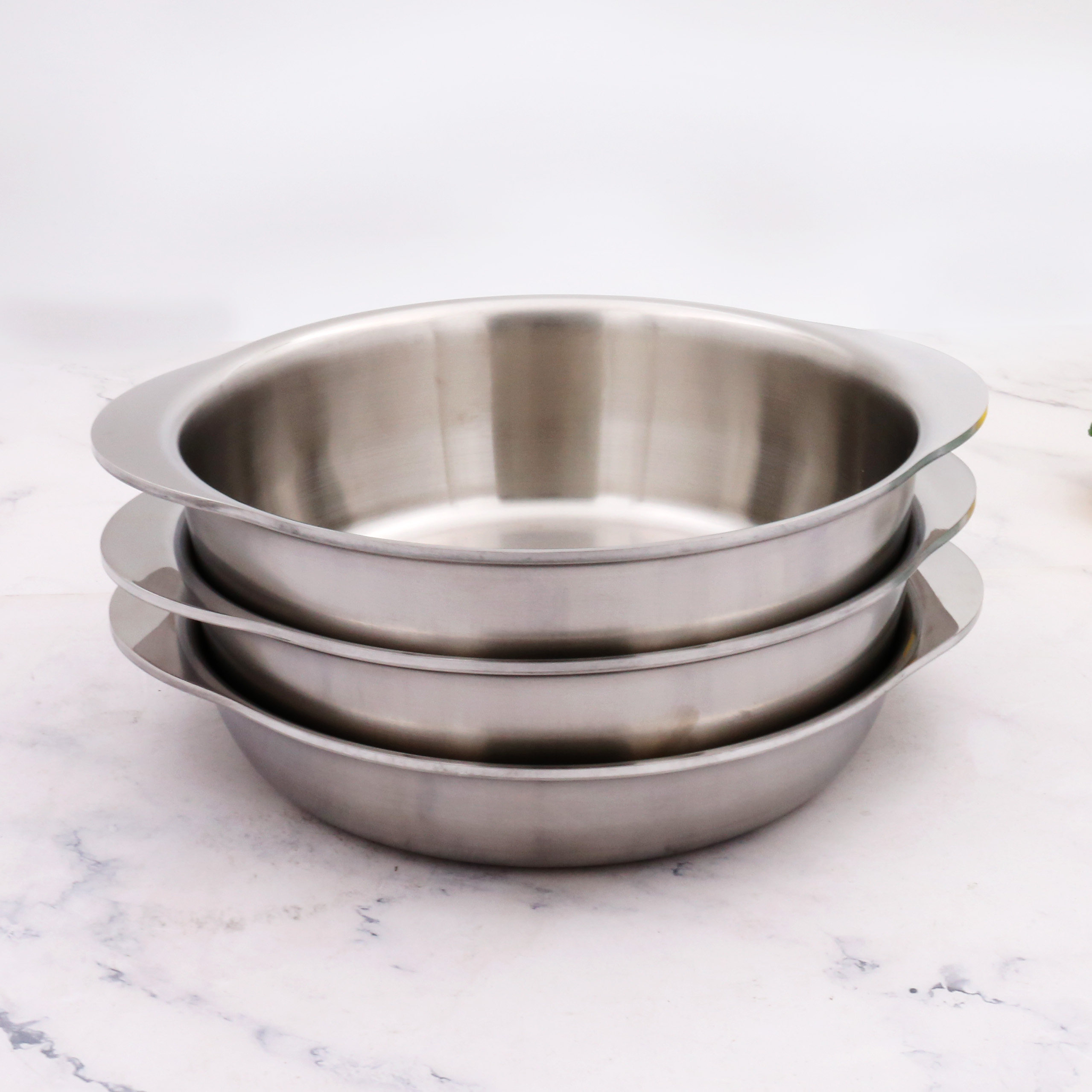 少有牛货不锈钢5层复合钢盆35mm干锅盘装菜碟平底盆