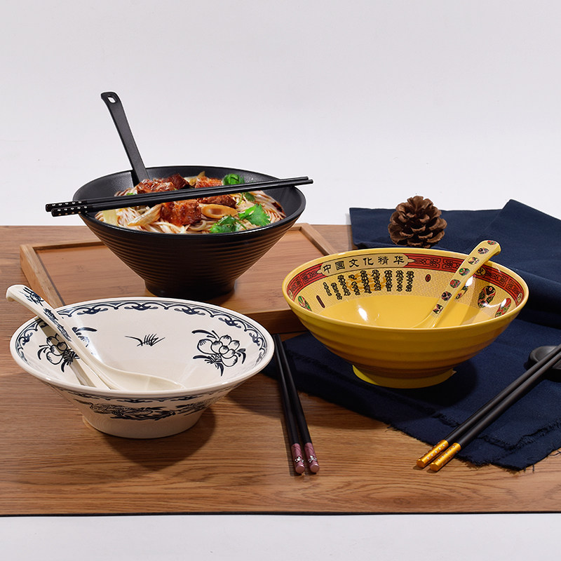 日式创意麻辣烫大号餐具碗仿泡面塑料套装碗筷碗