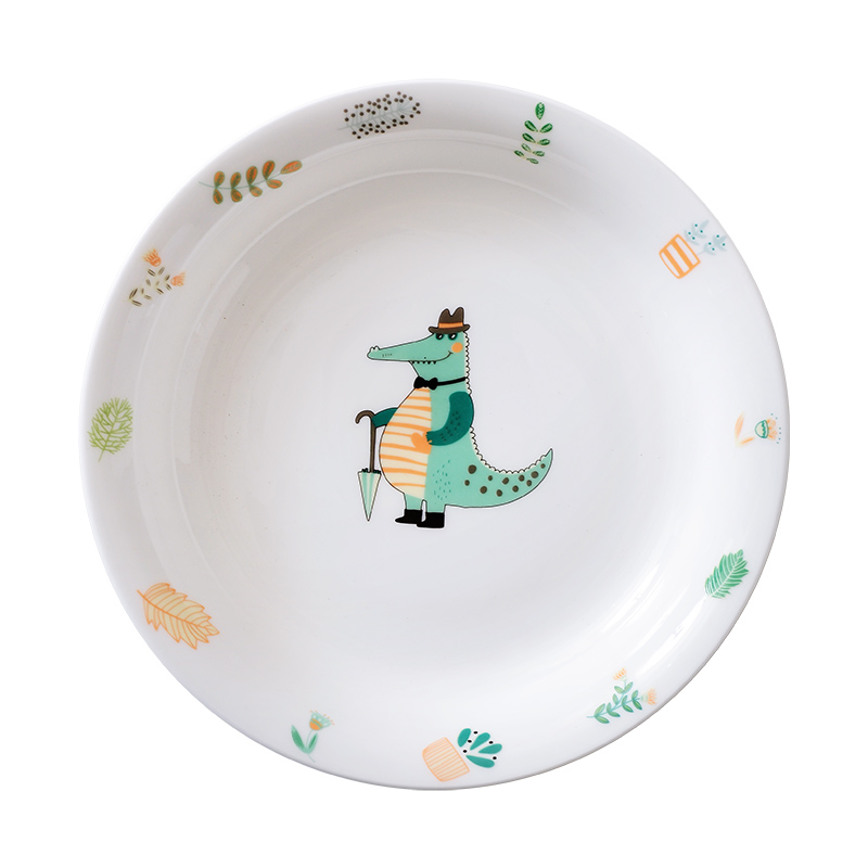 7英寸家用骨瓷盘子卡通可爱陶瓷深盘儿童用汤菜盘盘