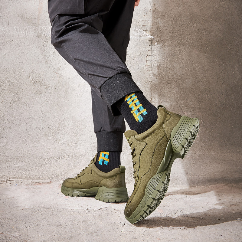 男鞋骆驼春秋秋季户外休闲牛皮鞋子工装男士单鞋