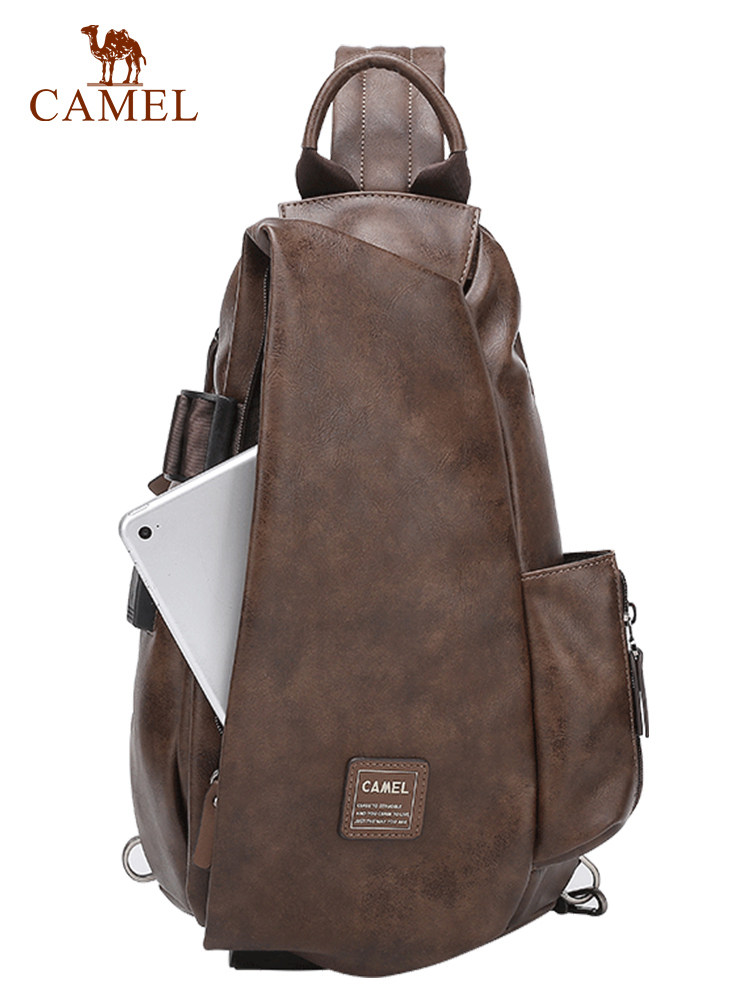 骆驼斜挎包男士胸包休闲百搭单肩时尚潮流背包背包男男士包袋