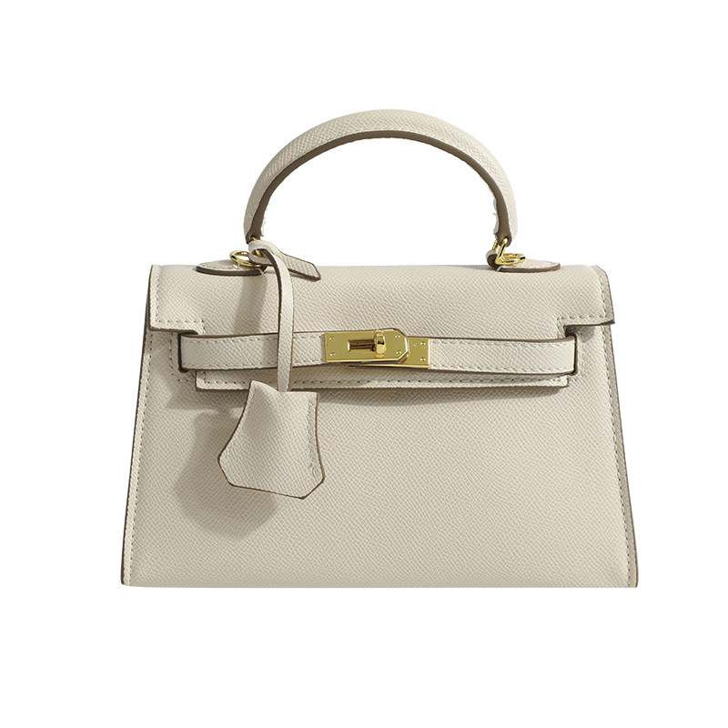 香港代购凯莉包 白色mini手提小包包2022新款潮质感单肩斜挎包女