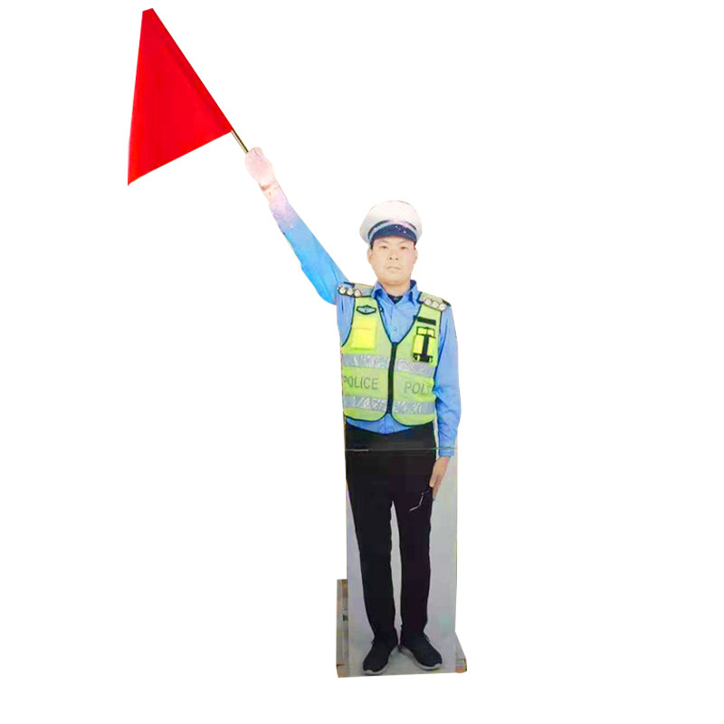 太阳能交通指挥电动交警假人高速公路道路安全养护摇旗警示假警察