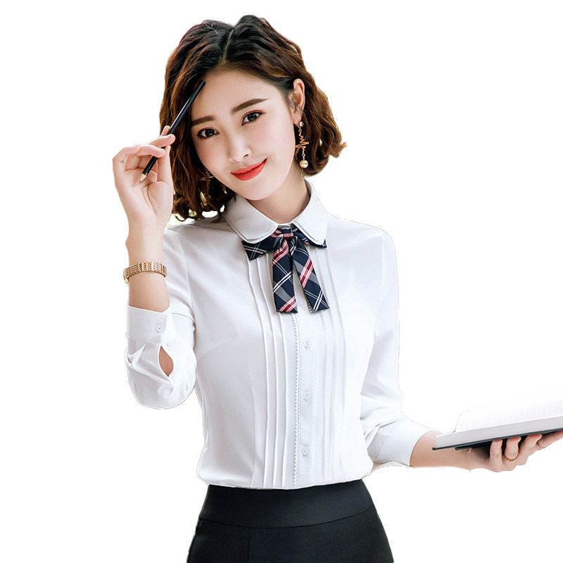 职业装老师衣服套装幼儿园幼师衬衫蝴蝶结衬衣短裙衬衫