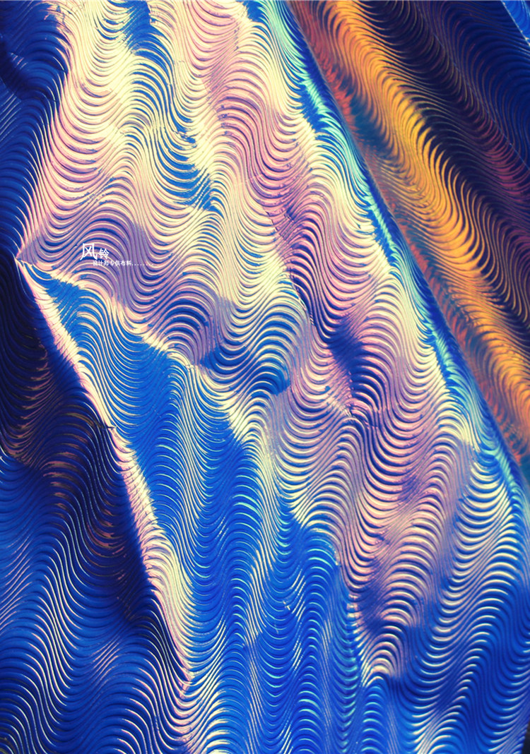 镭射炫彩蓝色铣床皮布网红抖音舞台背景服装设计海绵垫