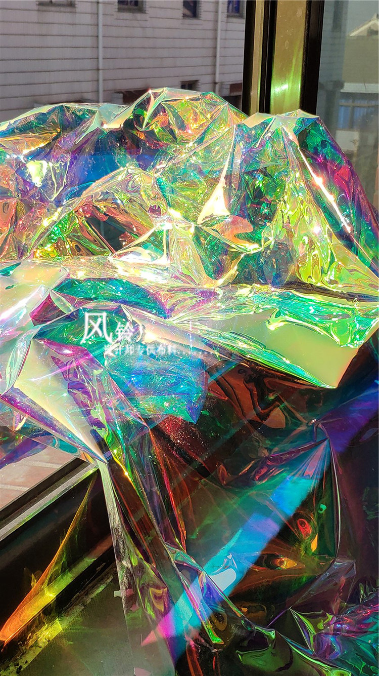 原创台湾进口薄彩虹膜幻彩镭射tpu膜布设计师海绵垫