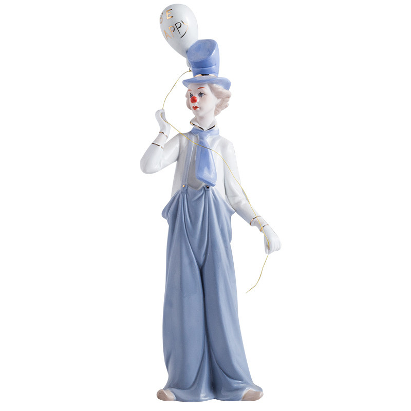 北欧复古马戏团小丑摆件搞笑喜剧陶瓷人物家居装饰摆件