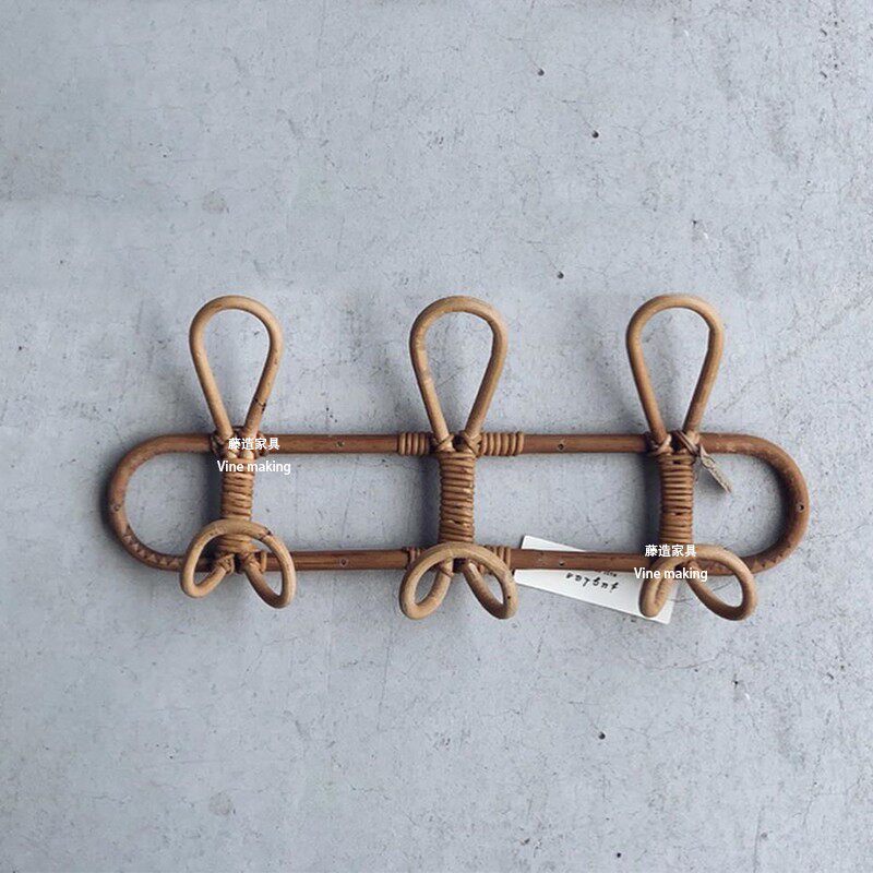 手工ins挂衣复古天然藤编长条装饰挂钩衣服装饰挂钩