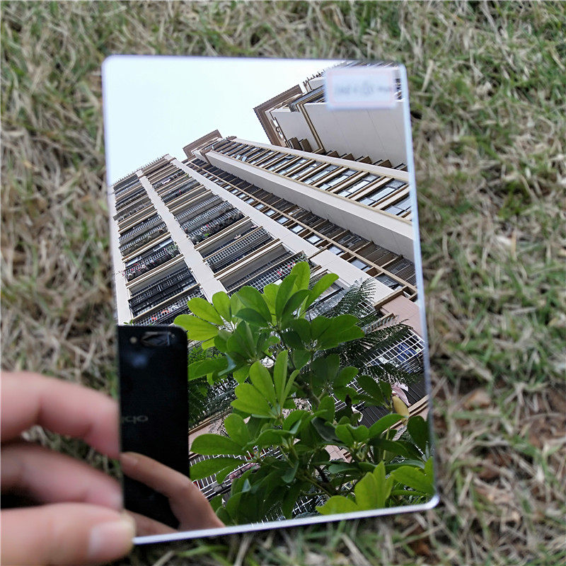 镜子亚克力平面平面镜科学实验反射反射镜镜片正方形8cm随身化妆镜