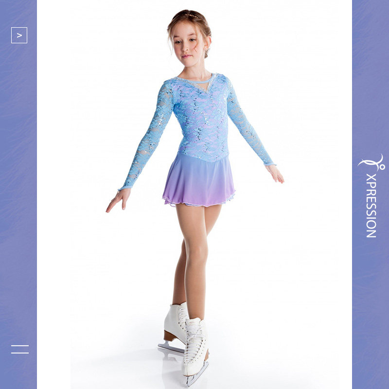 xpression进口花样滑冰溜冰考级比赛女童成人表演e065滑冰服