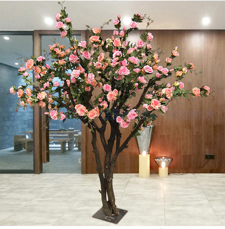 仿真玫瑰花假树大型植物樱花桃花室内客厅婚庆仿真绿植
