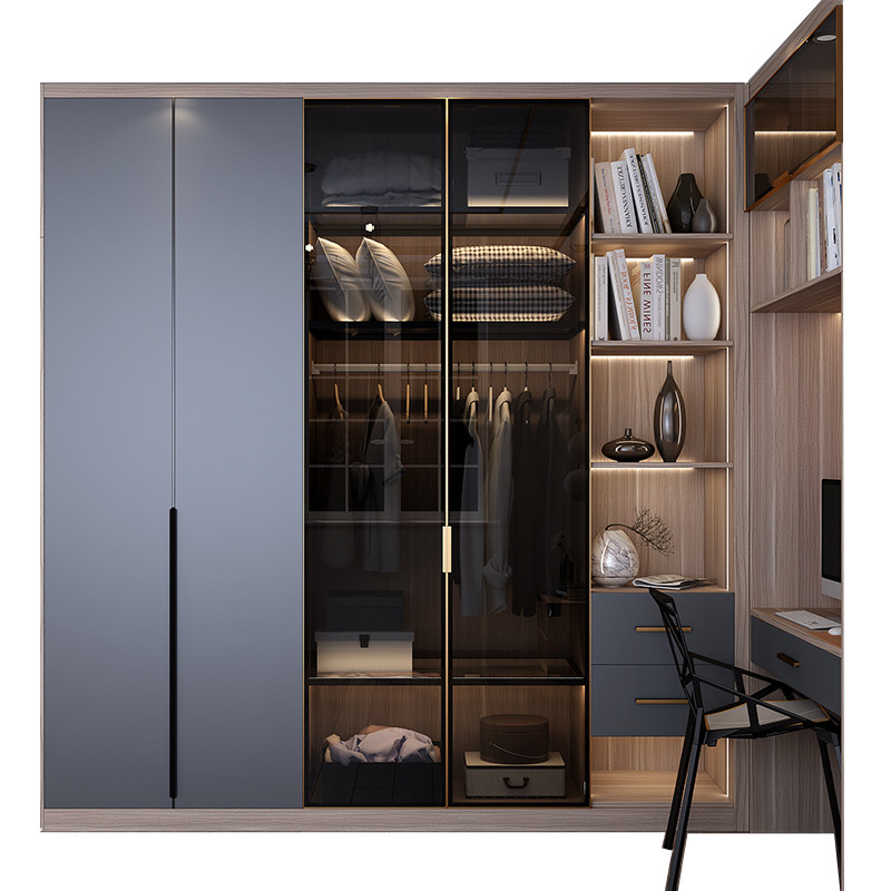 衣柜诗尼曼全屋定制推拉门整体卧室开门轻奢迷你衣帽间定制走入式衣柜